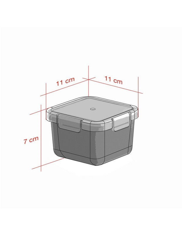 Contenitore ermetico per alimenti utilizzabile in microonde, lavastoviglie e congelatore, da -20ºC a 200ºC, realizzato in materiale termoplastico PBT color verde, capacità 400 ml